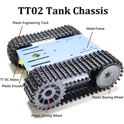 Professional Tank Chassis Kit, TT02 Metal Frame Crawler Robotic Tank Chassis Platform for Arduino (Blue) - color: Blue