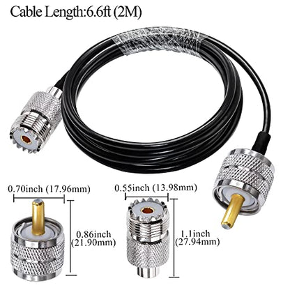 TUOLNK CB Coax RG58 UHF Male to Female Extension Cable - Low Loss Antenna PL-259 Jumper for CB Radio Ham Radio 6.6ft(2M) - size: 6.6ft