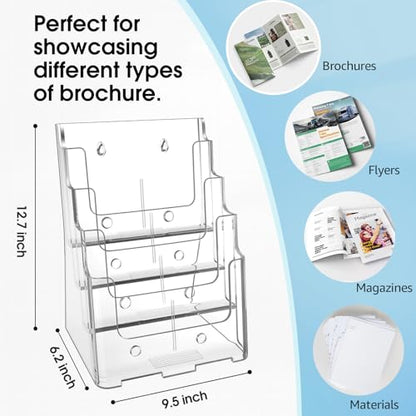 MaxGear 4 Tier Brochure Holder, 8.5 x 11, Removable Divider, 2 Pack - size: 8.5"x11"-4 Tier