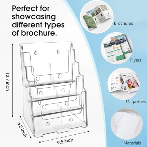 MaxGear 4 Tier Brochure Holder, 8.5 x 11, Removable Divider, 2 Pack - size: 8.5"x11"-4 Tier