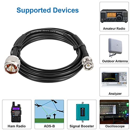 MOOKEERF N to BNC Cable 6ft,RG58 Low Loss N Male to BNC Male Coaxial Cable,RG58 N BNC Extension Jumper Cable for Antenna,RF Radio,Modem,Oscilloscope,Signal Generator - size: 6FT