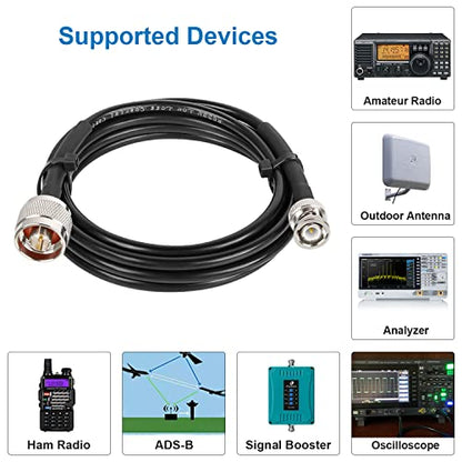 MOOKEERF N to BNC Cable 6ft,RG58 Low Loss N Male to BNC Male Coaxial Cable,RG58 N BNC Extension Jumper Cable for Antenna,RF Radio,Modem,Oscilloscope,Signal Generator - size: 6FT