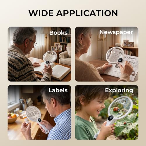 Magnifying Glass with Light, 10X 20X 45X Lighted Magnifying Glass (White) - color: White