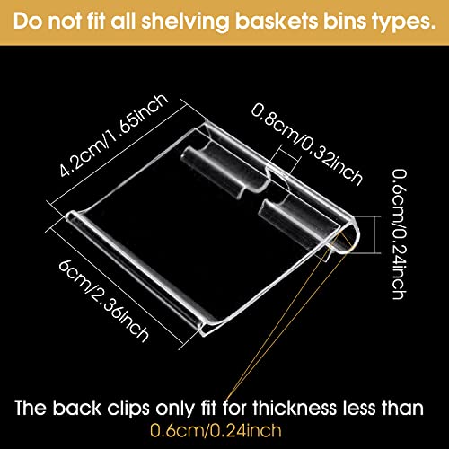 50pcs Labels for Storage Bins Plastic Label Clip, Basket Labels Clip On Wire Shelf Price Label Holder Merchandise Sign Display Holder, 50pcs Label Insert Included (2.36IN*1.57IN) - size: 2.36IN*1.57IN