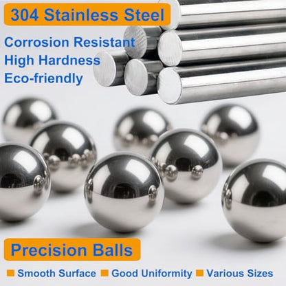 760 PCS Stainless Steel Precision Balls, Bearing Ball 6 Sizes Assortment
