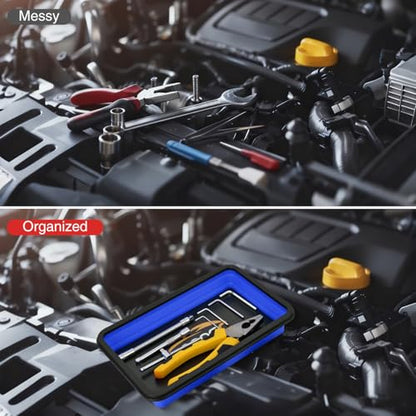 GOOACC 3 Sizes Collapsible Magnetic Parts Tray Set Blue - color: Blue