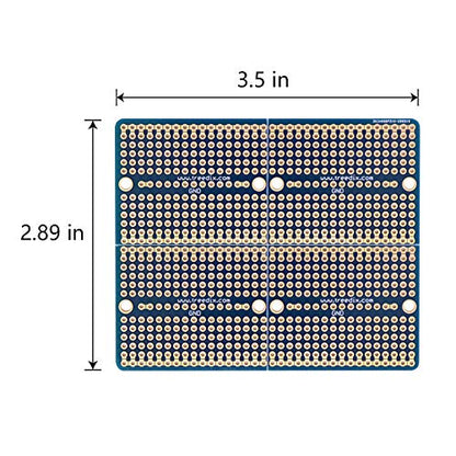Treedix 4 pcs Universal Board Solderable BreadBoard Split Design PCB Prototype Shield Board Double Sided Tinned Gold Plated Holes Compatible with Arduino Kit Raspberry Pi Prototyping and Testing