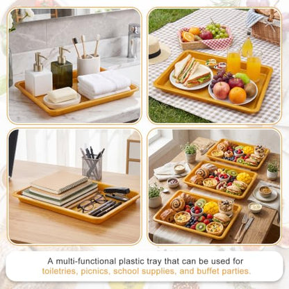 Ziliny 30 Pcs Plastic Serving Tray Cafeteria Art Trays,Gold - color: Gold