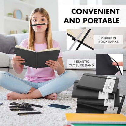 Aodaer 30 Set Lined Notebook Journals with Pens A5 Notebooks 100 GSM College Ruled Hardcover Notebook PU Leather Notepad with Pen Holder for Office School, 5.7 x 8.3 Inches, Black - color: Black