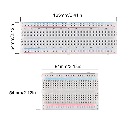 Breadboard Kit with Power Supply Module 2pcs 830 Point 2pcs 400 Point Solderless Breadboards 130pcs Flexible Jumper Wires 2pcs 9V Battery Clip Connector T-Type for Raspberry Pi