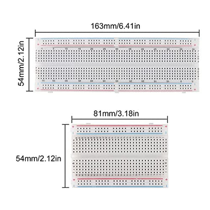 Breadboard Kit with Power Supply Module 2pcs 830 Point 2pcs 400 Point Solderless Breadboards 130pcs Flexible Jumper Wires 2pcs 9V Battery Clip Connector T-Type for Raspberry Pi