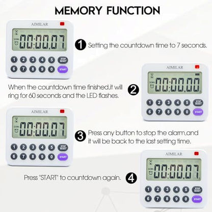 AIMILAR Magnetic Digital Kitchen Timer with Direct Numerical Keypad, Loud Alarm - 99Hr Countdown Count Up Timer for Cooking Baking Classroom, Batteries Included - color: Purple-1