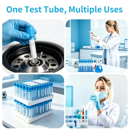 100 Pcs 3ml Plastic Tubes with Blue Caps for Laboratory Use - color: Blue-3ml-100