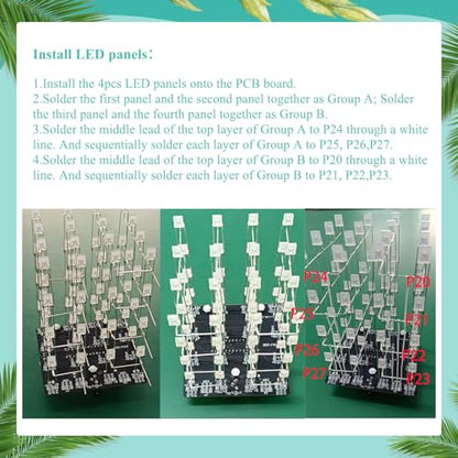 Soldering Practice Kit 4x4x4 LED Color Light Cube Kit Electronics Kit LED DIY Kit Soldering Project Kit Solder Practice