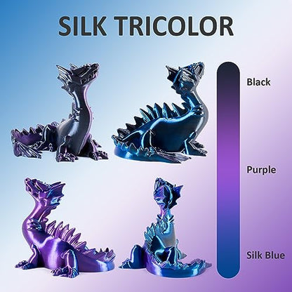 Geeetech Silk Tri‑Color PLA 3D Filament 1.75mm, Blue Purple Black, 1KG - color: 1kg Triple Color Blue-purple-black