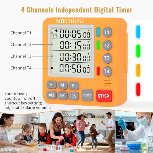 Digital Dual Kitchen Timer, Multiple Channels Countdown Timer - color: Orange