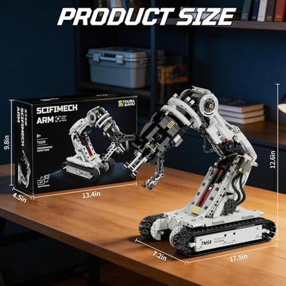 DOLIVE Technical Tracked Robot Arm, STEM Building Block Set for Kids Ages 8-14, Remote Control and App Controlled Mechanical Hand, Birthday Gift for Boys 8 9 10 11 12+ Years Old
