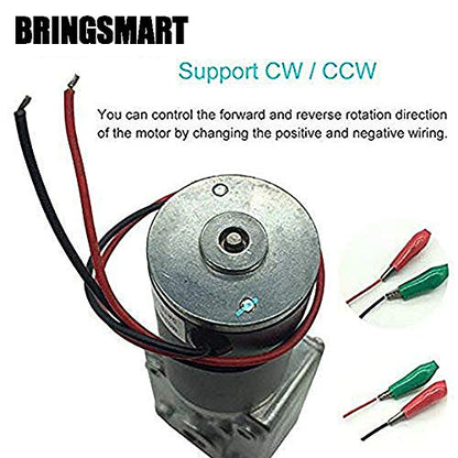 BRINGSMART 24V 260rpm DC Worm Gear Motor Self-Locking Mini Engine Turbine - size: 24V 260rpm