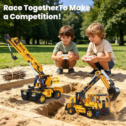 5 in 1 STEM RC Excavator Robot Building Kit Toys for Kids Boys Age 6-14