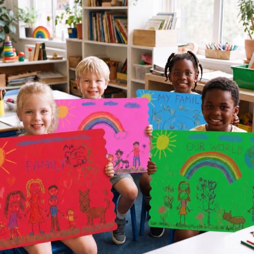 Mooliwe 10 Pack Scalloped Trifold Poster Board, 24" x 16", Rainbow - color: Rainbow, size: 24" X 16"