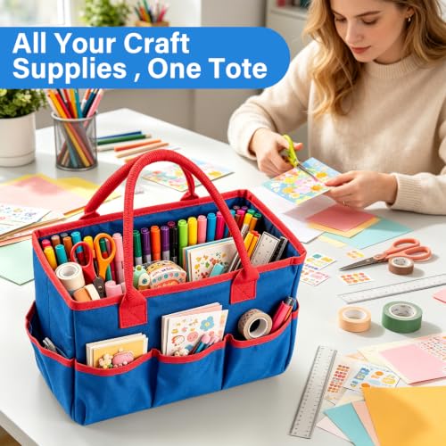 ZKOO Art Craft Organizer Tote Bag, Desktop Tote and Organizer Blue - color: Blue