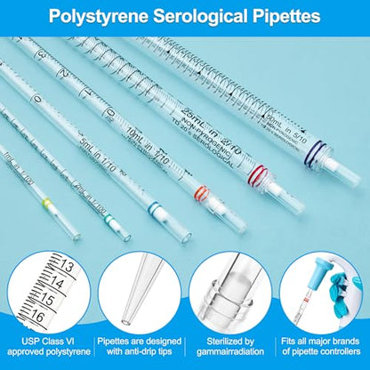 5ml Serological Pipettes,Polystyrene Plastic Serological Pipettes - Individually Packaged, Pack of 50 - size: 5ml-50pcs