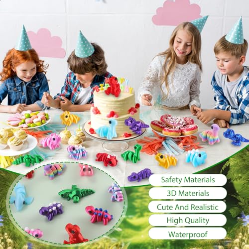 JOICEE 24Pcs 3D Printed Dinosaur Animals Mini Dinosaur Fidget Toys - color: Multicolor