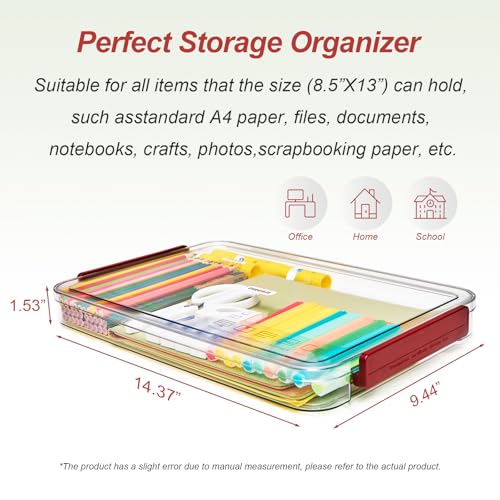 CATOOMUU 3-Pack 9x13 Shallow Flat Clear Plastic Project Case Storage Box - color: Small-Red-3-Pack