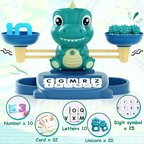 Kaodezhu Dinosaur Math Balance Toys, Montessori Toys for 3 Years Old Kids - color: Advanced Green