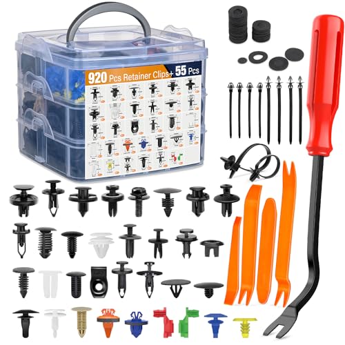 GOOACC Car Push Retainer Clips & Auto Fasteners Assortment Popular Sizes Nylon Bumper Fender Rivets, 975Pcs Clips+ Remover - color: 975Pcs