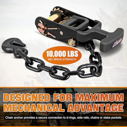 Nilight 2" x 96" Lasso Style Car Tie Down Straps with Chain Hook Anchors - color: 2in x 96in Wheel Straps 4 Pack
