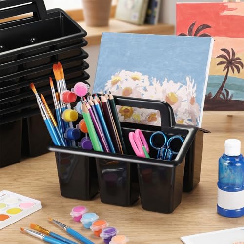 GlikCeil 24 Pcs Classroom Caddy Storage Basket with Handle,Black - color: Black
