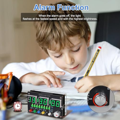 6 Bits Digital Clock Solder Practice Kit with Colorful Lighting, DIY Countdown/up 24-Hour Alarm Clock Soldering Projects for Student School Education and Adult Home Office Use