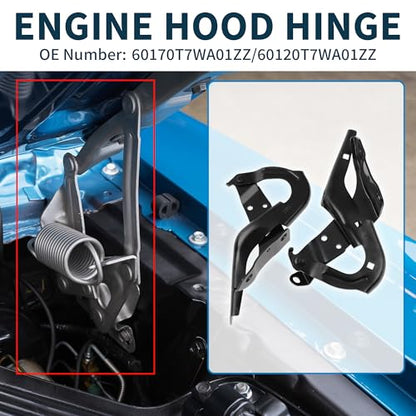 Hood Hinges for Honda HR-V 2016-2022 No.60170T7WA01ZZ/60120T7WA01ZZ Front Driver and Passenger Side Front Bonnet Bracket Black 1 Pair