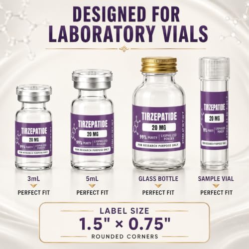 Personalized Peptide Vial Labels for 3mL & 5mL Vials, Waterproof Stickers