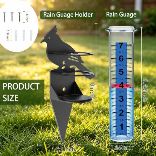 Rain Gauge Outdoor, Accurate Rain Gauges Outdoors Best Rated with Holder
