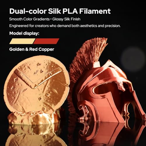 1.75mm PLA Filament, Dual-Color Silk PLA Filament Gold Red PLA 1KG(2.2lbs) - color: Gold-copper