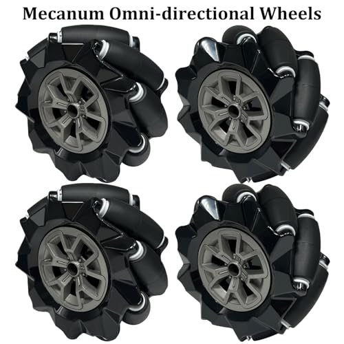 Premium 97mm Mecanum Wheel, 4WD Omnidirectional Wheels DIY Robot Parts with 4mm Metal Coupling Motor Connector Tire for AGV Smart Robot, Omni Wheel Robot Car Accessories for Arduino (4Pcs Wheels) - size: 97mm wheel, style: 4mm coupling