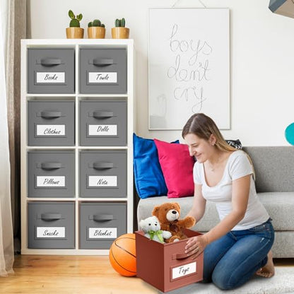 10 Pack Fabric Storage Cubes with Label 13" Collapsible Cube Bins, Gray - color: Gray, size: 13 Inch
