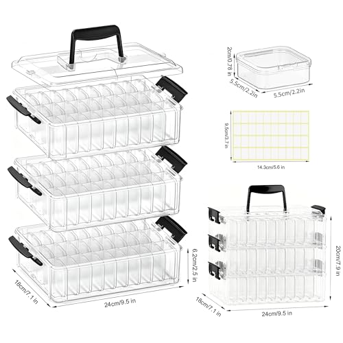 3-Tier Stackable Bead Organizer Box, 90 Small Containers and Lids - size: 3-Tier 90 Compartments
