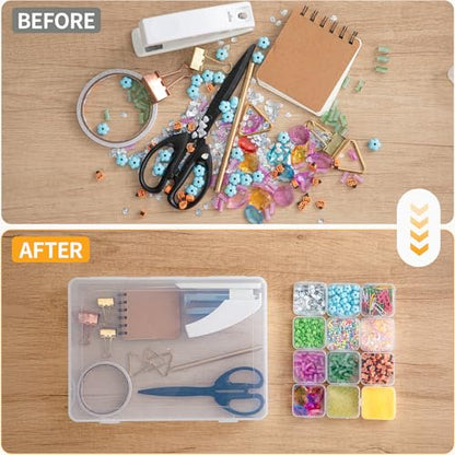 Portable Bead Organizer, 120Pcs Small Clear Storage Boxes with Hinged Lid and Large Craft Case with Handle, Mini Plastic Containers for Jewelry Making Diamonds Arts Screws Seeds Small Parts - size: 120 Pcs (2.16" x 2.16" x 0.78")