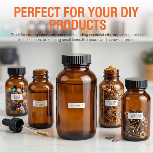 PEKYBIO 24 Pack 100ML Amber Glass Wide Mouth Packer Bottle with Cap - size: 100 mL (3.4 fl oz) Packer Bottle