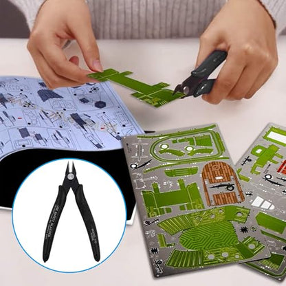 Micro Wire Cutters Precision Flush Cutter Pliers for Jewelry Making Electronics Craft 5 Inch Mini Side Cutting Nippers for Zip Ties Plastic Models and Hobby Projects 2PCS Black