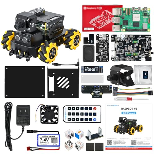 Yahboom Raspberry Pi 5 ROS2 Robot Car 360°Movement, AI Vision & Tracking, Integrated Multimodal Large AI Model OpenRouter, AI Voice Interaction (Superior with RPi5-16GB) - color: Superior With Rpi5-16gb