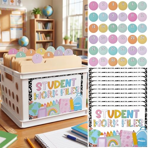 Marspark 10 Set Classroom Organization Folder Label Student Work File Label - style: Classical