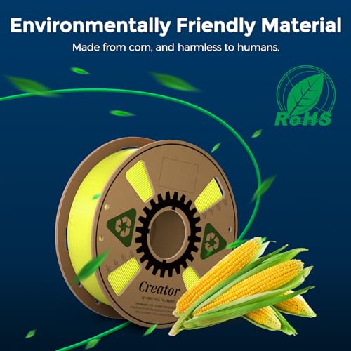Creator Rapid PLA 3D Printer Filament 1.75mm, High Toughness, Dimensional Accuracy +/-0.02mm, High Fluidity 3D Printing Filament 1kg Spool (Neon Yellow) - color: Hs Pla Neonyellow