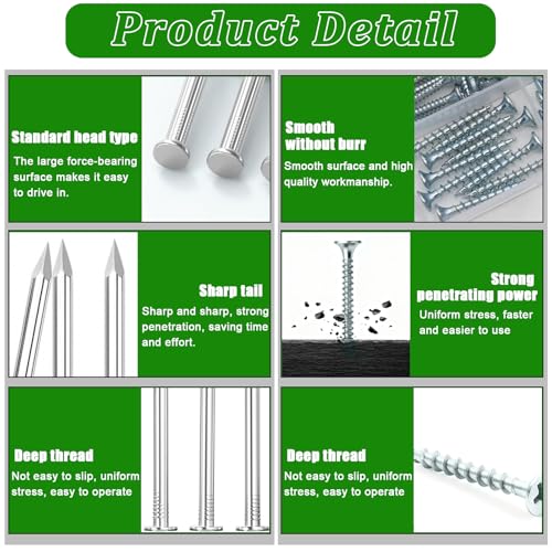 320Pcs Premium Hardware Nails & High Hardness Wood Screws Assortment Kit, 11 Sizes (1/2"-2"),Phillips Drive Flat Head, Wood Screws, Galvanized, Picture Hanging, Wood, Common Nails with Storage Box - size: 320PCS