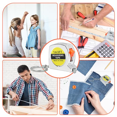 10 Pcs Mini Tape Measure, 3FT/1M Retractable Pocket Etractable Mini Measuring Tape Keychains with Stable Slide Lock for DIY Projects Office Home Project Daily Use