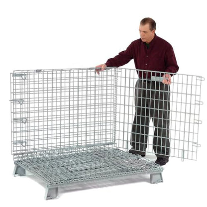 Global Industrial Wire Mesh Folding Open-Top Container, 21 Cu. Ft. Capacity, 5000 Lb Capacity, 40" L x 32" W x 34-1/2"H, Stackable and Collapsible, Gray