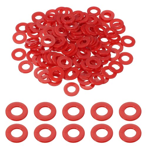 uxcell 120 Pcs Nylon Flat Washers 10mm ID 20mm OD 2mm Thick Plain Washer Grommets Plastic Sheet Gasket Fastener Sealing Spacer Gasket Ring Water Hose Washers, Red - color: Red, size: 10mm x 20mm x 2mm